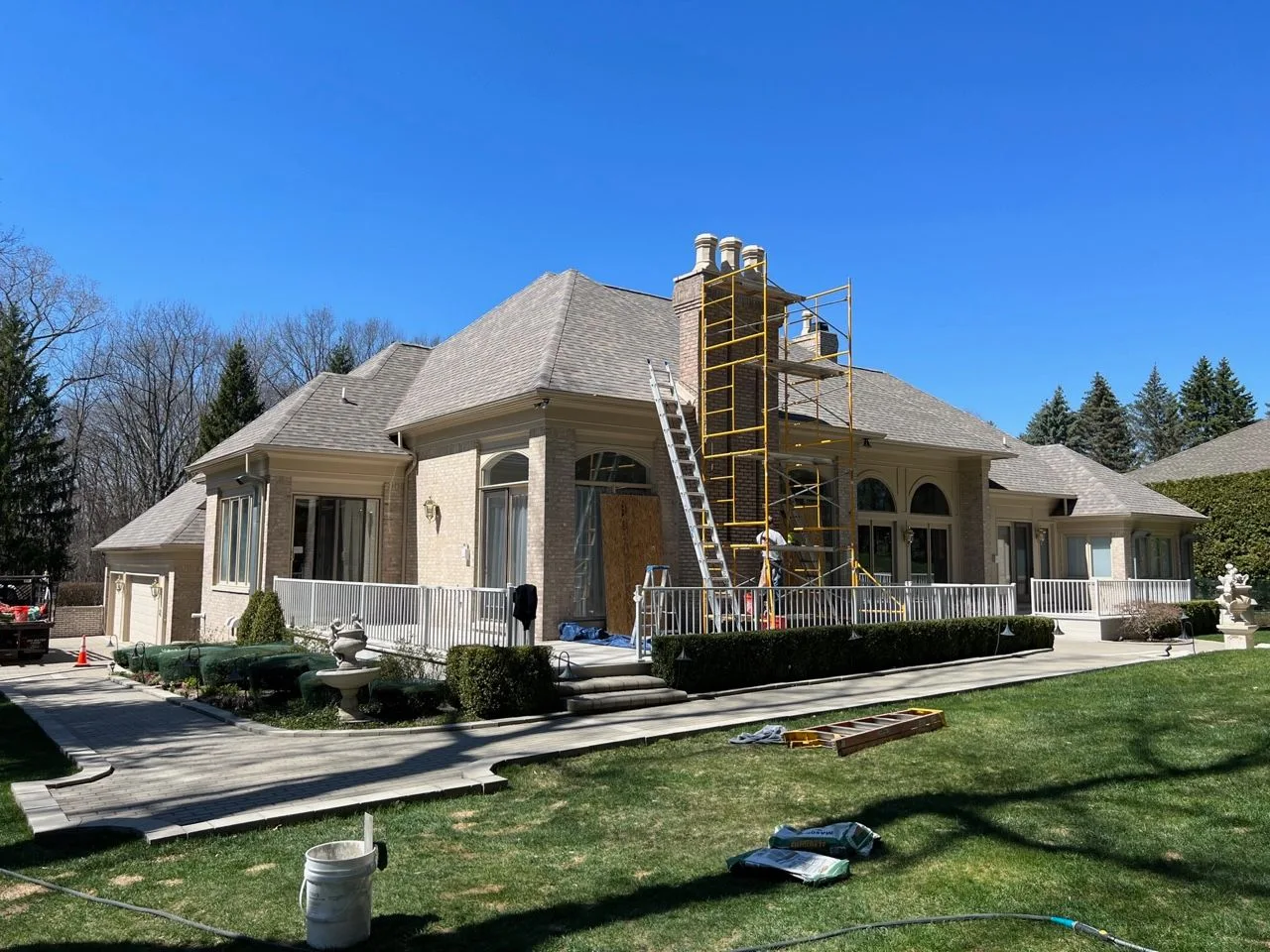 Crown crew working on a chimney rebuild