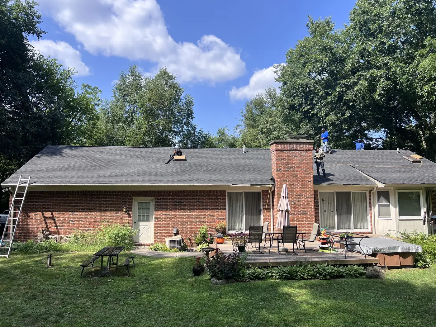 New roof on a brick ranch home by Crown Contracting